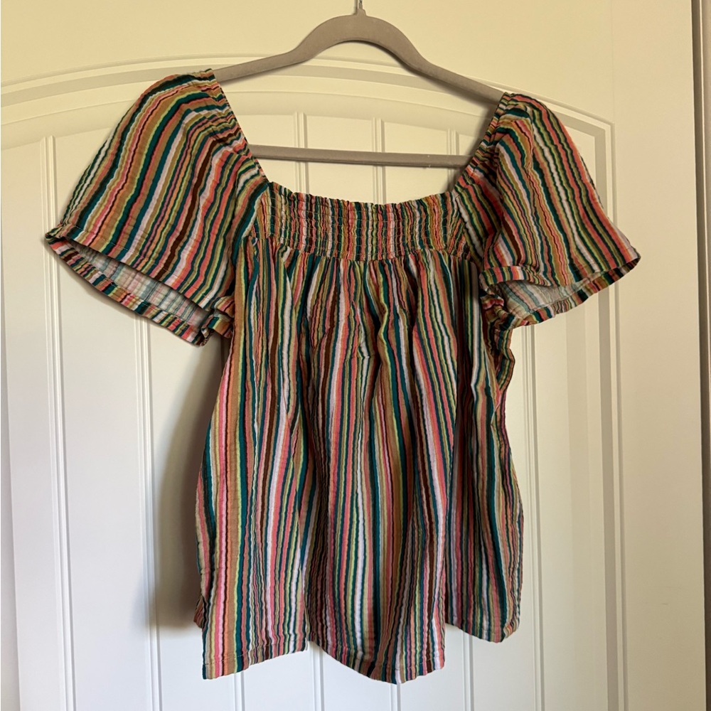 Striped Multicolor Off-Shoulder Women’s Top